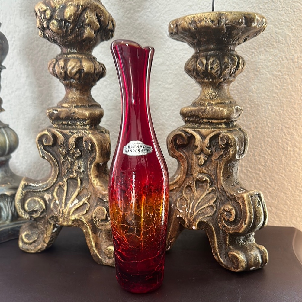 Red and Orange Glass Vase